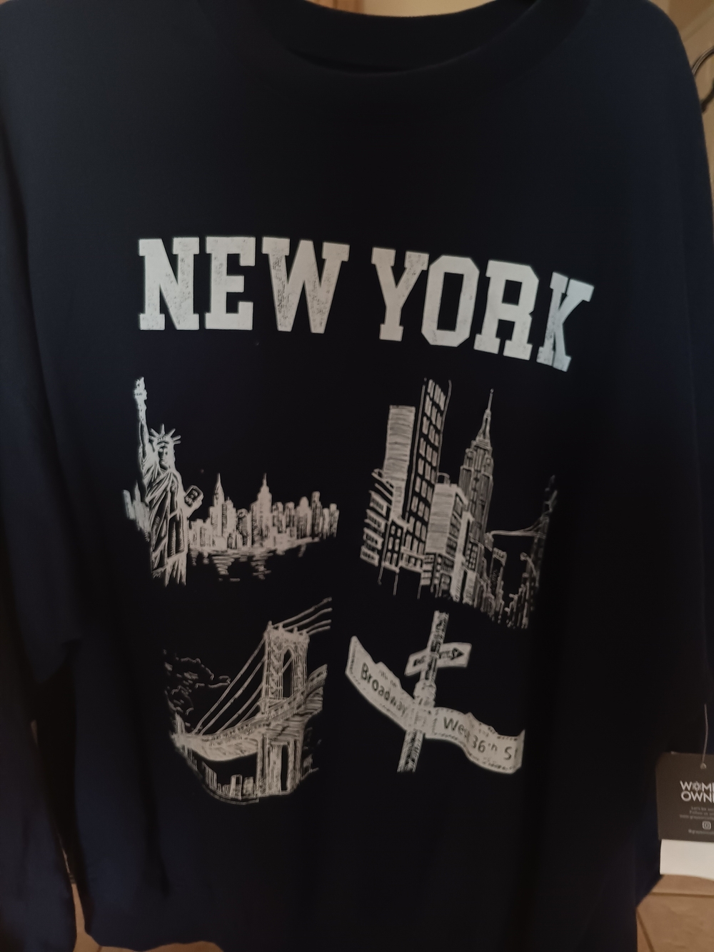 Grayson Threads Navy Crewneck with White New York Graphic